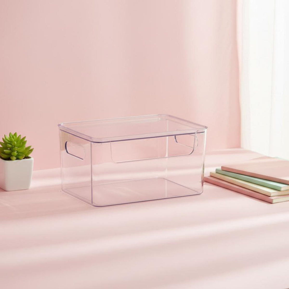 Clear Box with Handles transparent Design Clear Handled Storage Box for Families