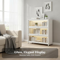 Dustproof Multi-Tier Cabinet with Doors Large Capacity Tall Cabinet with Shelves Sturdy Construction Bookshelf Closure for Book Lovers, Collectors, Hobbyists, Living Room, Study, Home Office, Bedroom