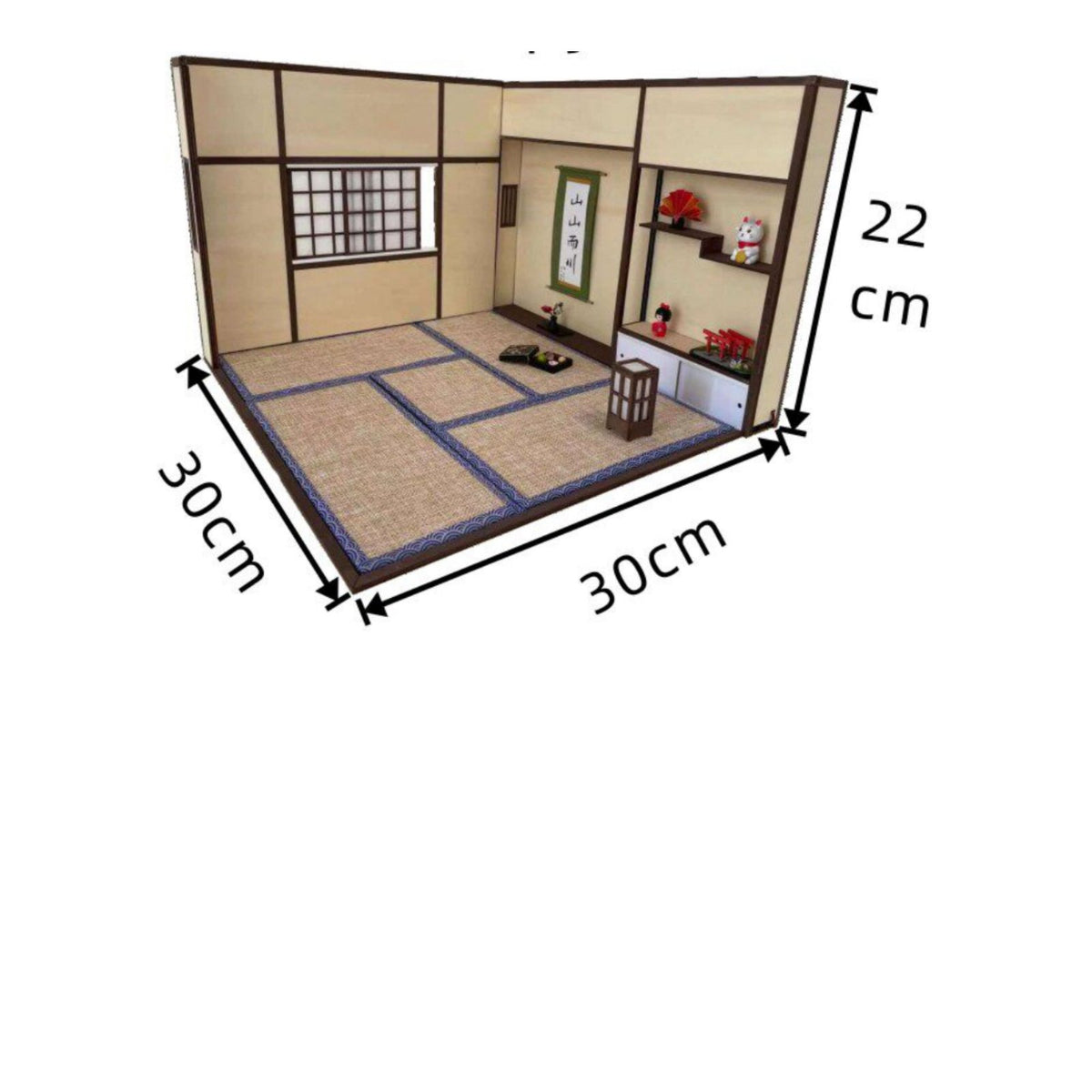 LED Lighting Washitsu Miniature Model Miniature Japanese Room Kit Japanese Design Room Box for Doll Collectors, Hobbyists, Display, Photography Backdrop