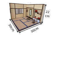 LED Lighting Washitsu Miniature Model Miniature Japanese Room Kit Japanese Design Room Box for Doll Collectors, Hobbyists, Display, Photography Backdrop