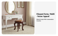 Carved Leg Vanity Seat Vintage Design Music Bench Anti-Slip Feet for Home, Women