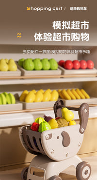 Kids Shopping Cart Toy with Simulated Fruits and Vegetables