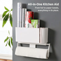 Tissue Holder and Paper Dispenser for Modern Kitchens, No-Drill Wall Mount with Under Cabinet or Countertop Options