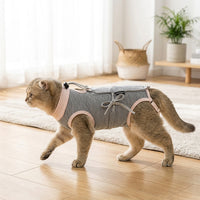 Recovery Suit for Cats with Tie Closure, Sleeveless Breathable Post-Surgery Wear, Anti-Licking Cat Suit for After Surgery