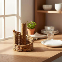 Imitation rattan Tissue Holder Desktop Basket Tissue Stand Freestanding Toilet Paper Dispenser