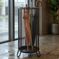 Mesh Umbrella Stand Curved Legs Umbrella Stand with Water-Collecting Tray Easy