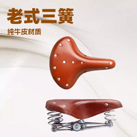 Vintage Leather Bicycle Saddle with Triple Springs