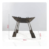 Boat-Shaped Sculpture Textured Metal Tabletop Ornament Modern