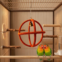 Parrot Swing Perch with Bell Rope and Iron Material, Bird Enrichment Toys for Cockatiel, Budgie and Parakeet Physical Activity
