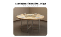 Large Round Dining Table with Built-in Rotating Turntable Wooden Top Foldable Design Portable Round Event Table Durable Fir Wood Construction Suitable for Family Gatherings Restaurants Banquets Conferences Home Decoration