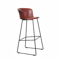 Metal Frame High Stool with Backrest Utilitarian Design Kitchen Island Stool Warehouse Design Built-in Footrest for Homeowners
