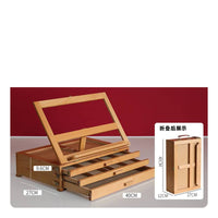 Beechwood Desktop Sketchbox Easel Portable Artist Box with Easel Foldable Art Supply Natural Wood for Studio Work