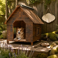 Outdoor Waterproof Solid Wood Pet House for Cats and Dogs, All-Season Moisture-Proof and Anti-Corrosion