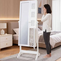 Mirror Jewelry Armoire Double Use Jewelry Cabinet Household Furniture Easy to Organize for Boutique