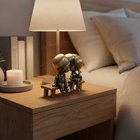 Childhood Sweethearts on Bench Sculpture Vintage Design for Bedroom, Desktop