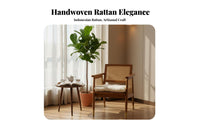 Cane rear Armchair Woven rearrest Single Person Armchair Vintage Inspired Sturdy Construction for Interior Designers, Homeowners