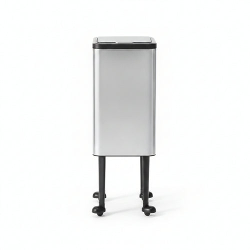 Trash Can with Wheels Compact Rolling Garbage Bin Wheeled for Apartment