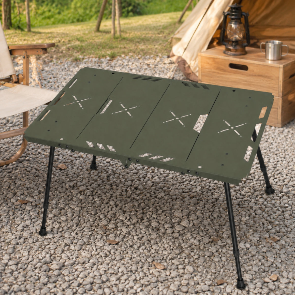 Foldable Camping Table with Carry Bag Stable Camping Table with Storage Bag Rust Resistant Tool Free for Travelers, Picnics, Backyard