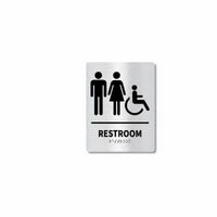 Stainless Steel Restroom Sign Self Braille Restroom Sign Printed