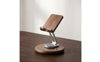 Phone Holder with Wooden Base Stable Foldable Phone Stand Hands Adjustable Stand for Bedside Table