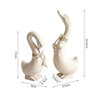 2 Pieces Duck Couple Figurine Set Distressed Finish House Decoration Artisanal