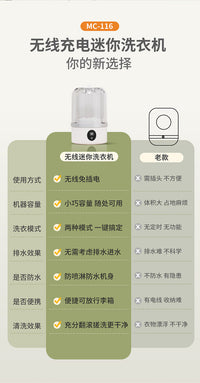 跨境迷你洗衣机 无线便携式旅行全自动洗袜机 家用宿舍除菌洗衣杯