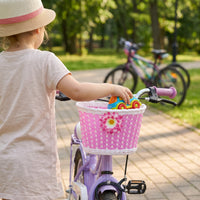 Kids' Bicycle Front Basket, Woven Plastic Shopping Basket for Children's Bikes