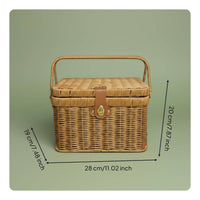 Square Wicker Basket with Handle Woven Hand Basket Decorative for Fruit Picking