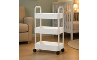 3-Tier Rolling Cart Easy to Move Rolling Storage Cart with Mesh Shelves