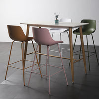 Modern Minimalist Plastic Bar Stool with Backrest and Metal Frame