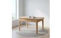 Wooden Extendable Round Dining Table Space-Saving Extendable Dining Table Adjustable Furniture Compact for Families