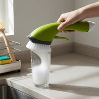 Soap Dispensing Dish Brush Non-Slip Grip Pan Scrubber with Soap Dispenser Easy to Refill Long Handle Pot Brush for Pots and Pans
