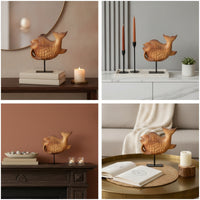 Decorative Aquatic Creature Sculpture with Metal Stand Textured Decor Unique