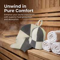 Wool Sauna Hat Set for Steam Bath, Sweat Absorbing Sauna Cap for Men Women, Heat #variant:Sauna Hat Set - White with Grey