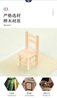 1/12 Dollhouse Miniature Furniture Photography Prop Wooden Chair Model