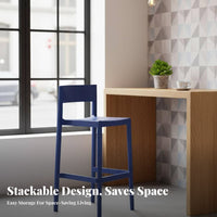Stackable High Stool Space-Saving Counter Chair Minimalist Design With Footrest for Residents, Adults, Cafe, Hotel, Dining Room