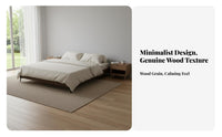 Headboard-Less low-height Slatted foundation Bed Black Walnut Color low-height Bed Frame Minimalist Design Mattress Foundation Modern & design for Minimalists, pairs, Pet Owners, Small Apartments, Apartment, Guest Room
