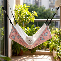 Hanging Cat Bed Macrame Basket with Cushion, Round Sleeping Cat Hammock and Swing for Large Indoor Cats, Soft Elevated Indoor Cat Bed Seating