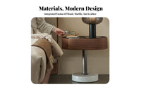 Nightstand with Storage Modern Design Bedroom Furniture Stone-Patterned Top