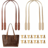 4 Pieces Pre-Drilled Holes PU Leather Purse Handles Long-Lasting PU Leather Bag Handle Easy to Install Replacement Handbag Straps Comfortable Grip for Crafters