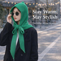 Hooded Scarf Hat, Women's Imitation Cashmere Blend, Warm Knit Scarf Hat, Winter  #variant:['Green']