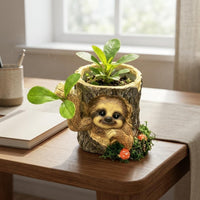 Tree Stump Planter Resin Succulent Pot Cute for Courtyard Decoration