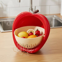 Apple Shaped Fruit Basket Easy to Clean Double Layer Drain Basket Nesting Design