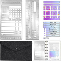 3-Pack Metal Planner Template Bookmarks for Bullet Journaling with Storage Bag