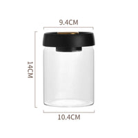 Single-Press Operation Coffee Bean Storage Jar Wide Mouth Vacuum Sealed Canister Easy to Clean Airtight Glass Container Multi-Purpose for Tea Drinkers, Kitchen, Pantry