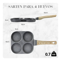 4-Section Egg-Cooking Pan with Lid Breakfast Skillet Even Heating
