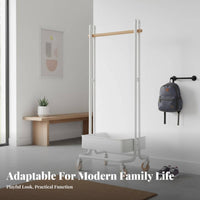 Rolling Clothes Valet with Basket Child-Friendly Height children's Furniture