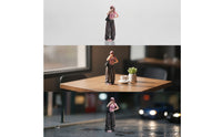1/64 Scale Figure Cityscape Miniature Woman with Cap Standing Figurine Realistic Female Figurine Collectible for Hobbyists