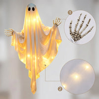 Hanging Ghost with Skeleton Hands Haunted for Porch