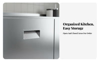Easy to Clean Stainless Steel Kitchen Cabinet Waterproof Kitchen Storage Cabinet Stain-Resistant Thickened and Reinforced for Small Apartment Dwellers, Homeowners, Families, Utility Room, Garage